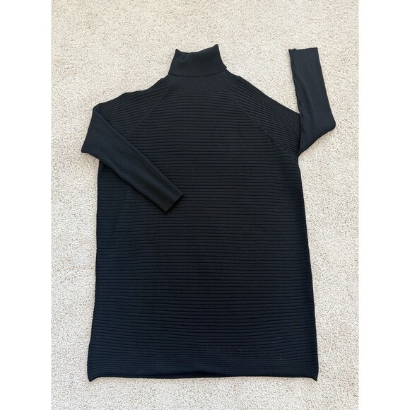 COS Women’s L Black Long Sleeve Turtleneck Ribbed Sweater Dress Minimalist Chic - Picture 3 of 7